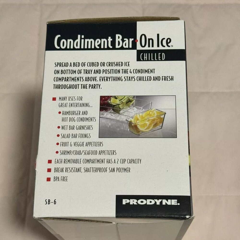Clear Condiment 4 Compartments Service Bar nested on bed of ICE New in B… - Picture 4 of 4